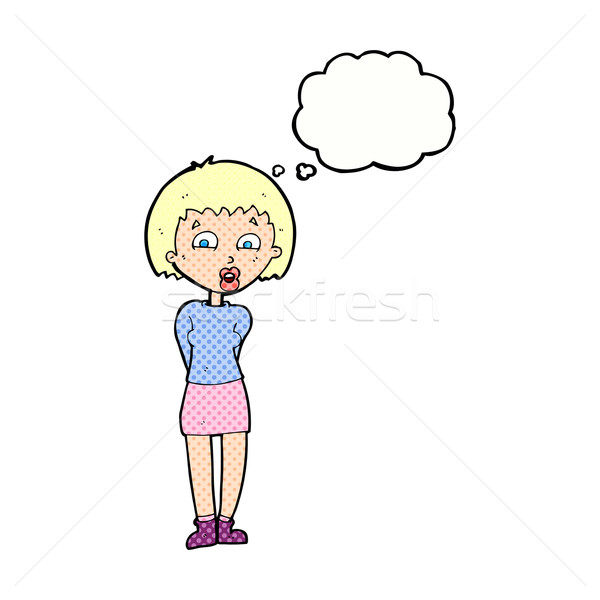 cartoon surprised woman with thought bubble Stock photo © lineartestpilot