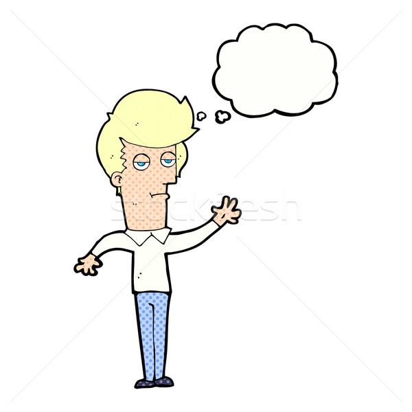 cartoon bored man waving with thought bubble Stock photo © lineartestpilot
