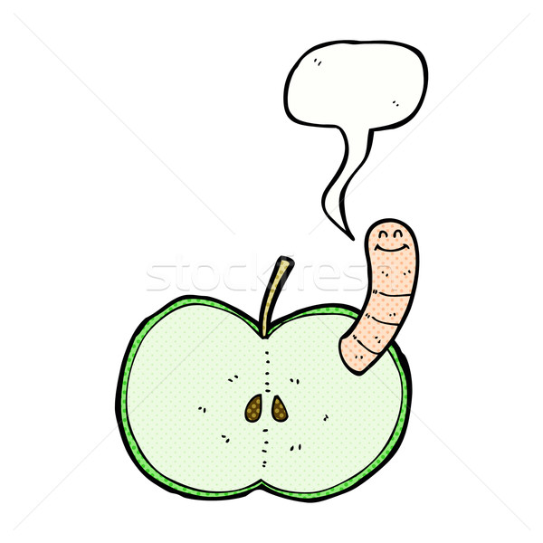 cartoon apple with worm with speech bubble Stock photo © lineartestpilot