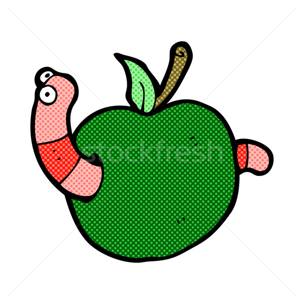 Dessinées cartoon ver pomme rétro Photo stock © lineartestpilot