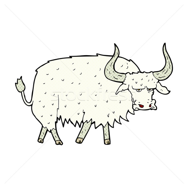 Dessinées cartoon agacé poilue ox rétro Photo stock © lineartestpilot