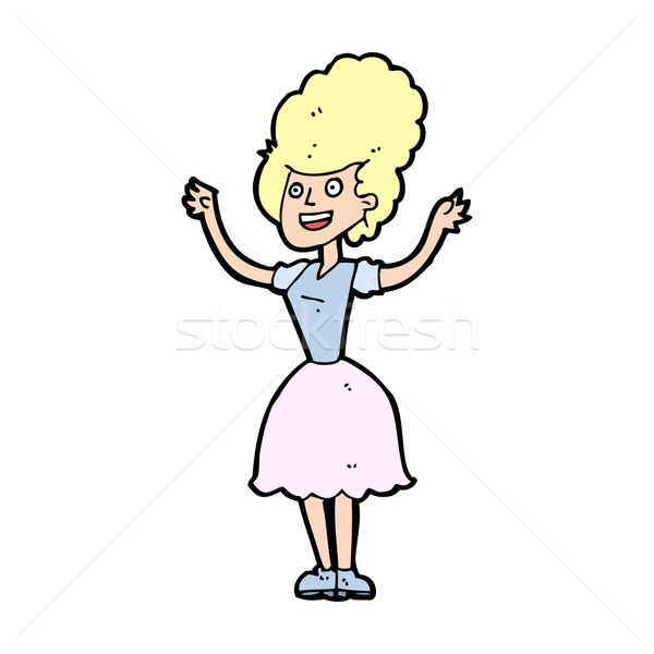 Desenho animado feliz 1950 mulher mão projeto Foto stock © lineartestpilot
