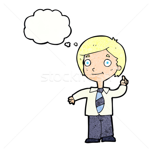 cartoon school boy answering question with thought bubble Stock photo © lineartestpilot