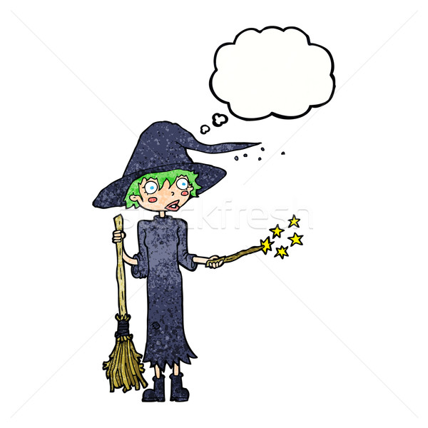 cartoon witch casting spell with thought bubble Stock photo © lineartestpilot