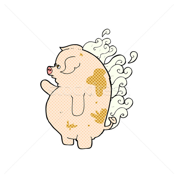 comic cartoon fat smelly pig Stock photo © lineartestpilot