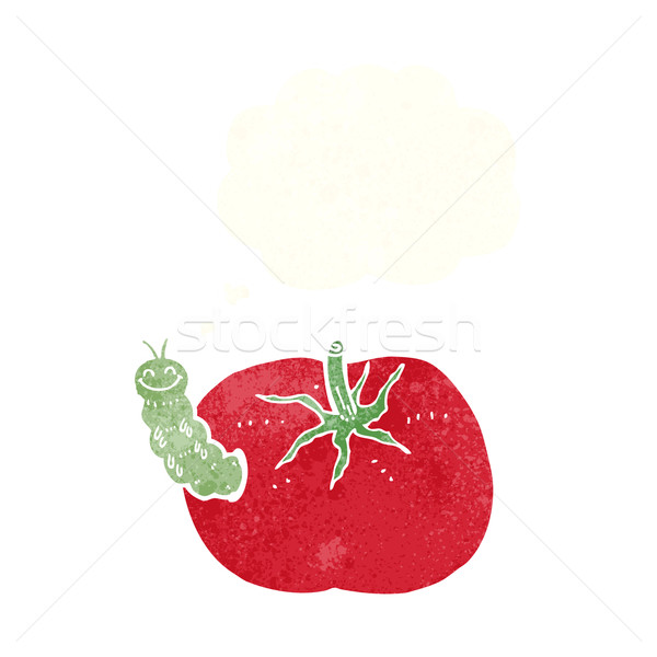 Cartoon tomaat bug gedachte bel hand ontwerp Stockfoto © lineartestpilot