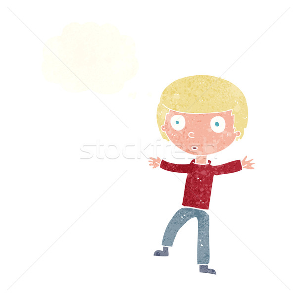 cartoon startled boy with thought bubble Stock photo © lineartestpilot