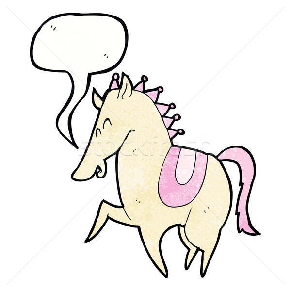 cartoon prancing horse with speech bubble Stock photo © lineartestpilot