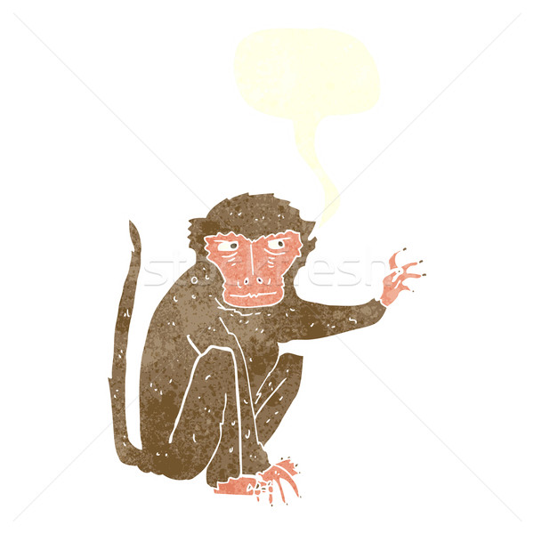 Desenho animado lol macaco balão de fala mão projeto Foto stock © lineartestpilot