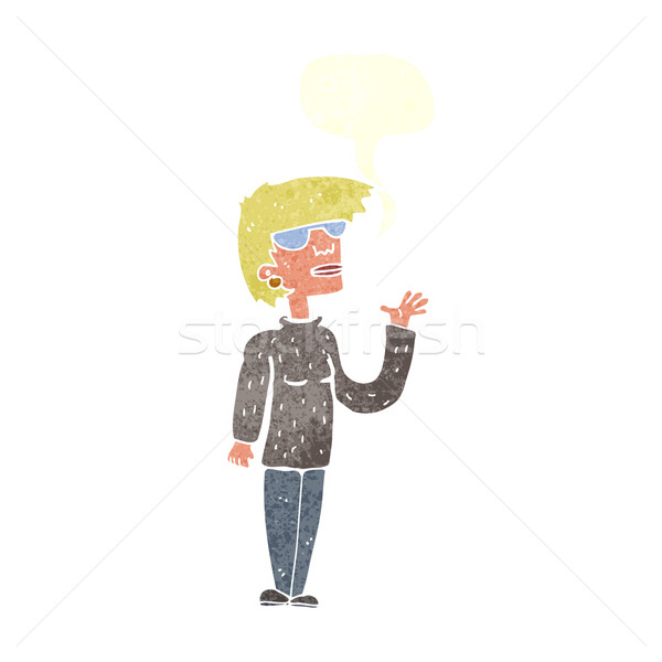 cartoon woman wearing spectacles with speech bubble Stock photo © lineartestpilot