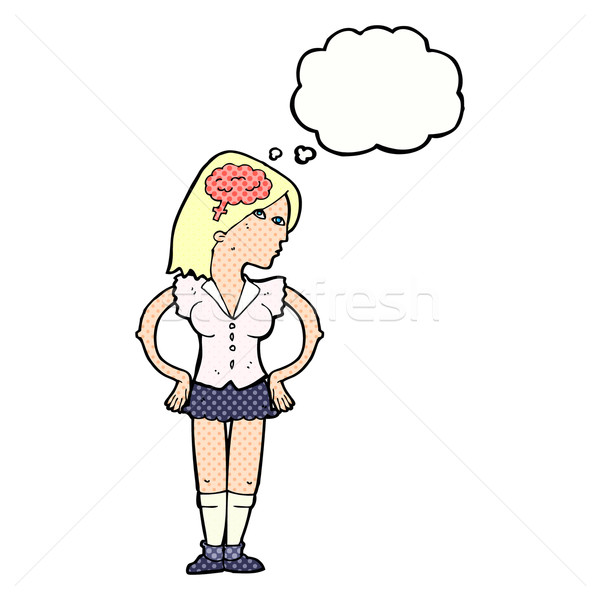 Cartoon inteligentny kobieta bubble myśl strony projektu Zdjęcia stock © lineartestpilot