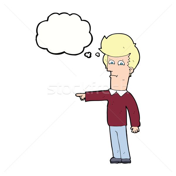 cartoon man pointing with thought bubble Stock photo © lineartestpilot