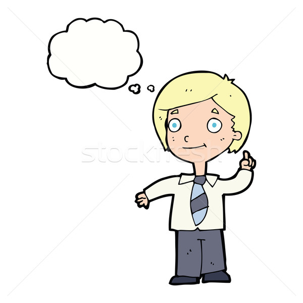 cartoon school boy answering question with thought bubble Stock photo © lineartestpilot