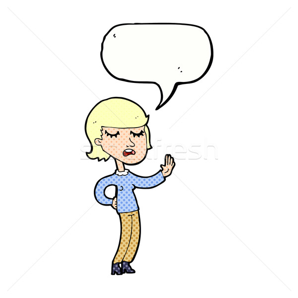 Stock photo: cartoon woman ignoring with speech bubble