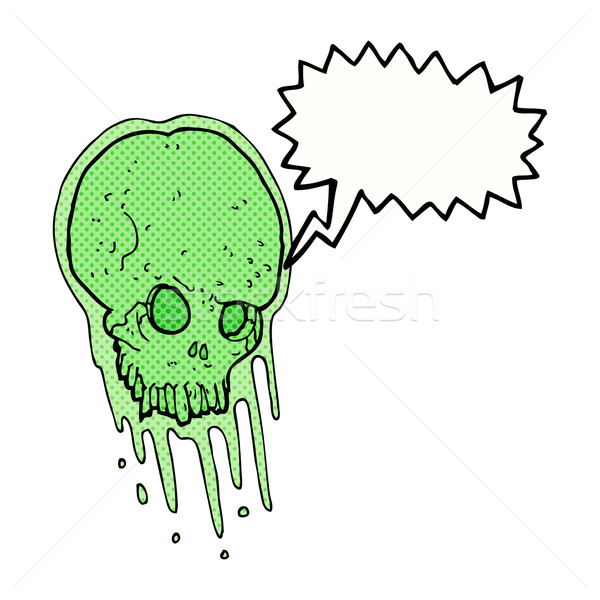 Stock photo: cartoon slimy skull with speech bubble