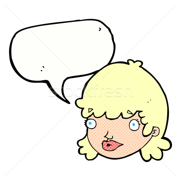 cartoon female face with surprised expression with speech bubble Stock photo © lineartestpilot