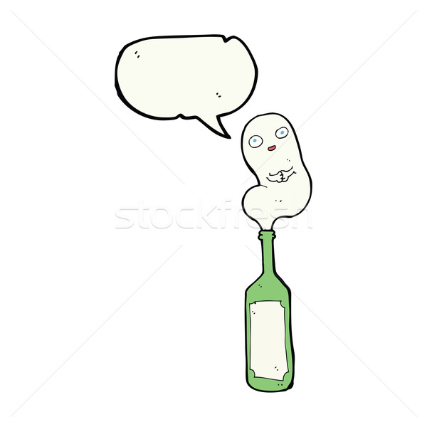 Cartoon Ghost бутылку речи пузырь стороны дизайна Сток-фото © lineartestpilot