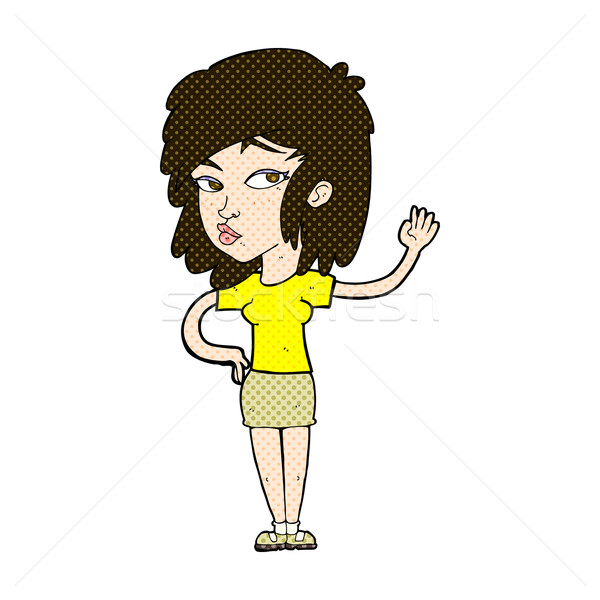 comic cartoon pretty woman waving Stock photo © lineartestpilot