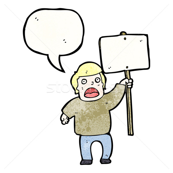 cartoon political protestor with sign Stock photo © lineartestpilot