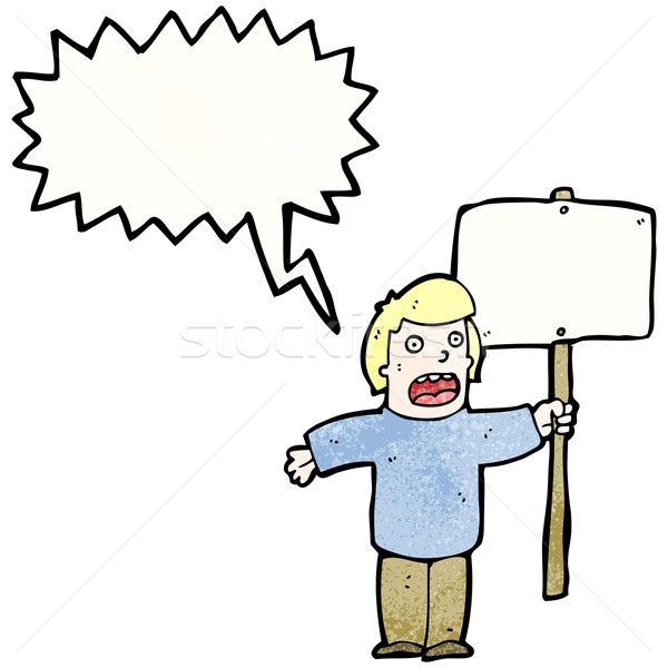 cartoon political protestor with sign Stock photo © lineartestpilot