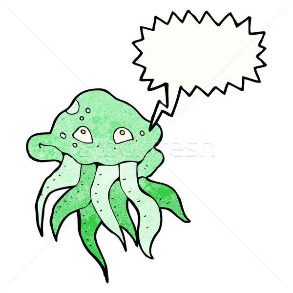 Desen animat meduză artă retro desen drăguţ Imagine de stoc © lineartestpilot