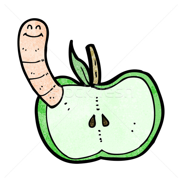 cartoon apple with worm Stock photo © lineartestpilot