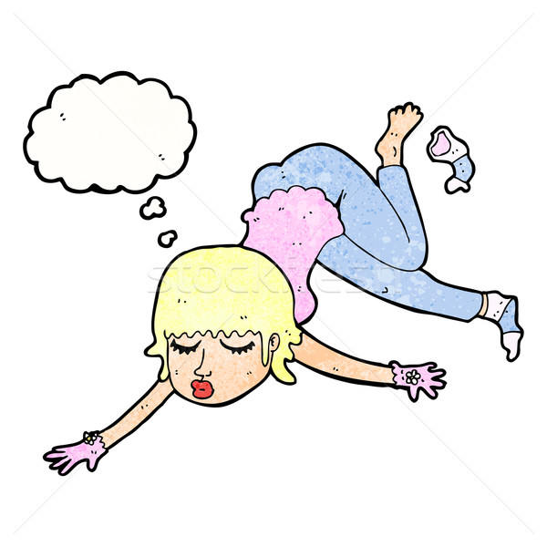 cartoon woman floating with thought bubble Stock photo © lineartestpilot