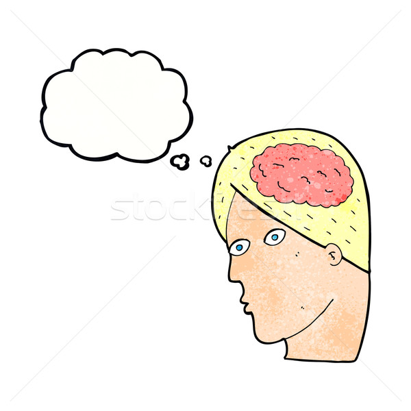 cartoon head with brain symbol with thought bubble Stock photo © lineartestpilot