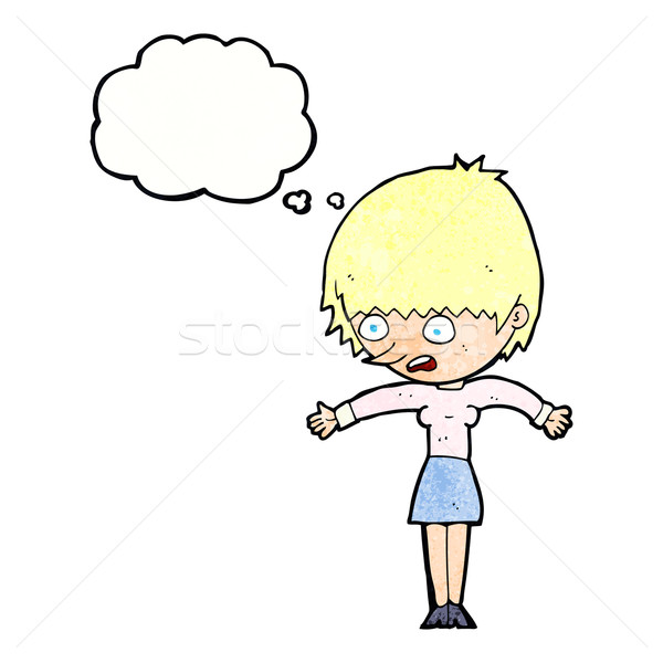 cartoon woman panicking with thought bubble Stock photo © lineartestpilot