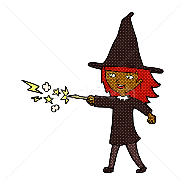 comic cartoon witch girl casting spell Stock photo © lineartestpilot