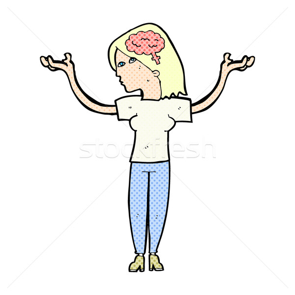 Komische cartoon intelligent vrouw retro Stockfoto © lineartestpilot