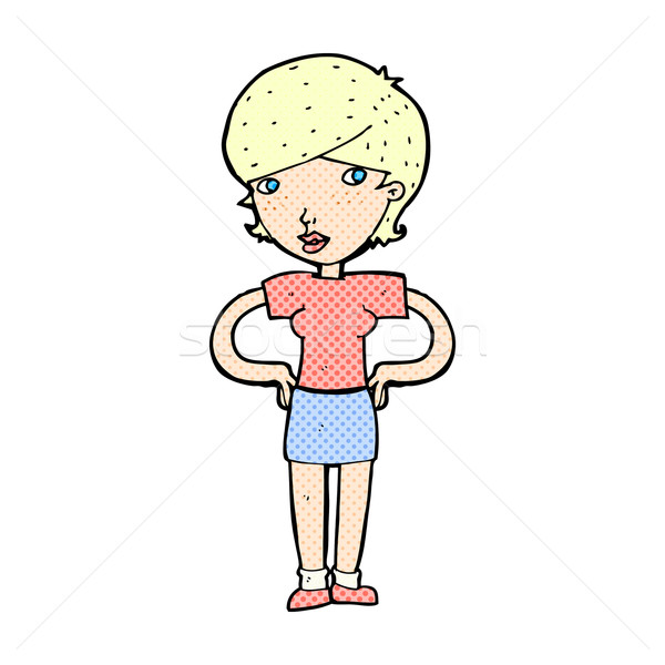 comic cartoon woman with hands on hips Stock photo © lineartestpilot