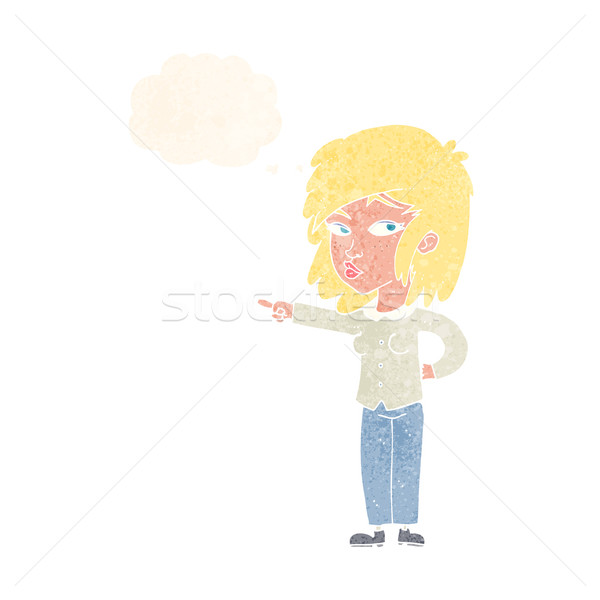cartoon woman pointing with thought bubble Stock photo © lineartestpilot
