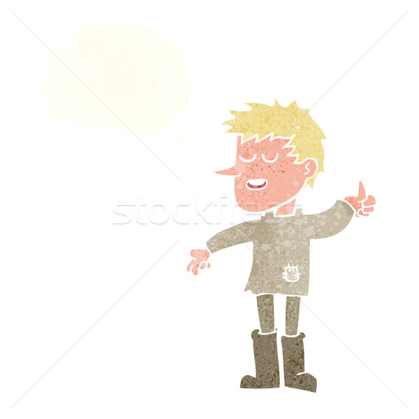 Cartoon pauvres garçon attitude positive bulle de pensée main Photo stock © lineartestpilot