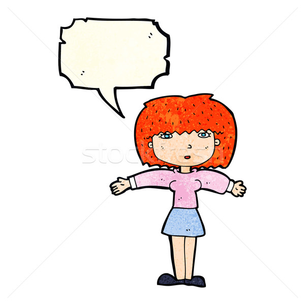 Cartoon женщину Плечи речи пузырь стороны дизайна Сток-фото © lineartestpilot