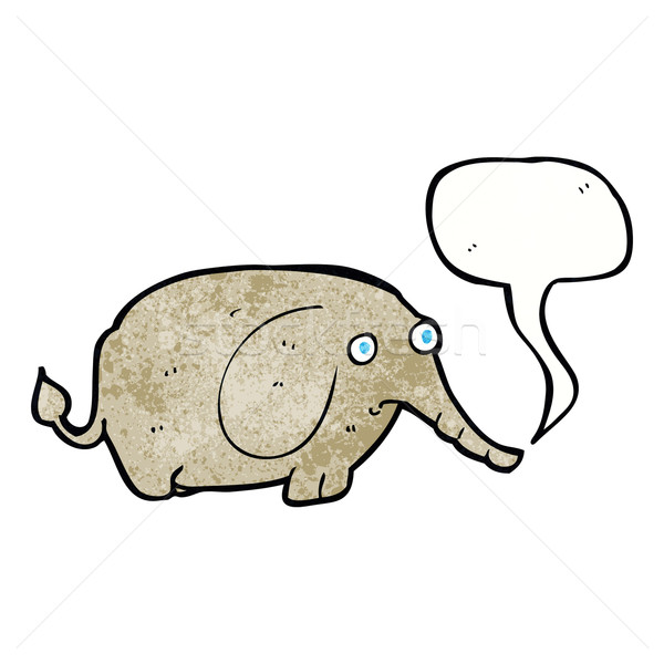 Stock photo: cartoon sad little elephant with speech bubble