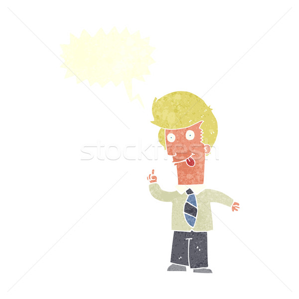 cartoon office man with crazy idea with speech bubble Stock photo © lineartestpilot