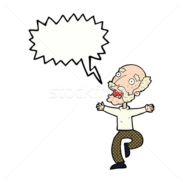 Rajz idős férfi ijedtség szövegbuborék kéz férfi Stock fotó © lineartestpilot