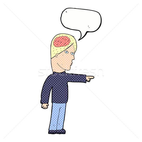 cartoon clever man pointing with speech bubble Stock photo © lineartestpilot