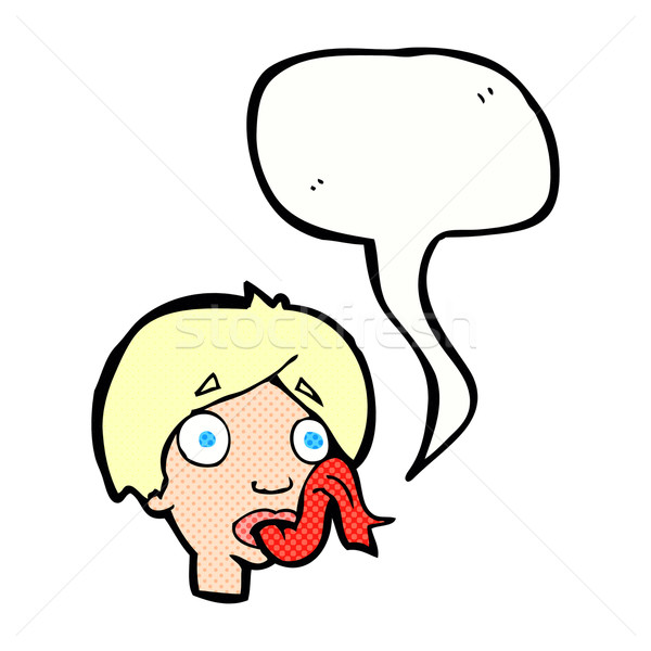 cartoon head sticking out tongue with speech bubble Stock photo © lineartestpilot