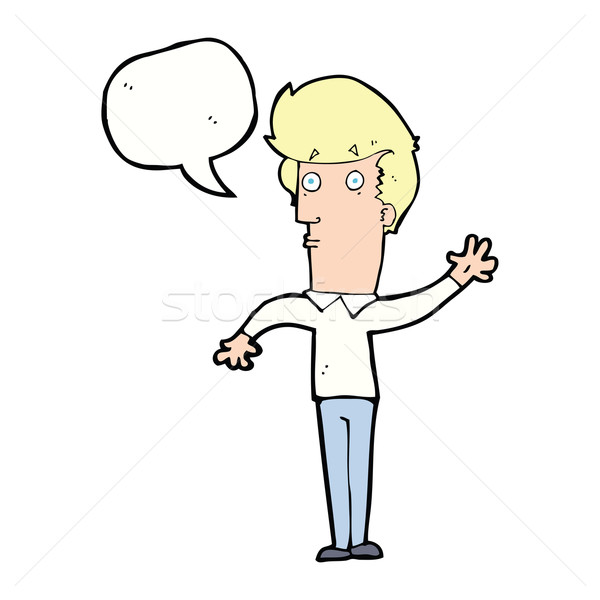 Desenho animado nervoso homem balão de fala mão Foto stock © lineartestpilot