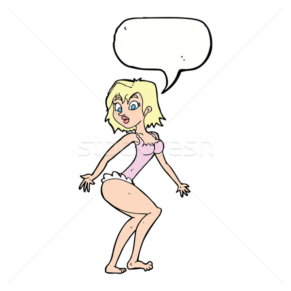 Cartoon mujer lencería bocadillo mano diseno Foto stock © lineartestpilot