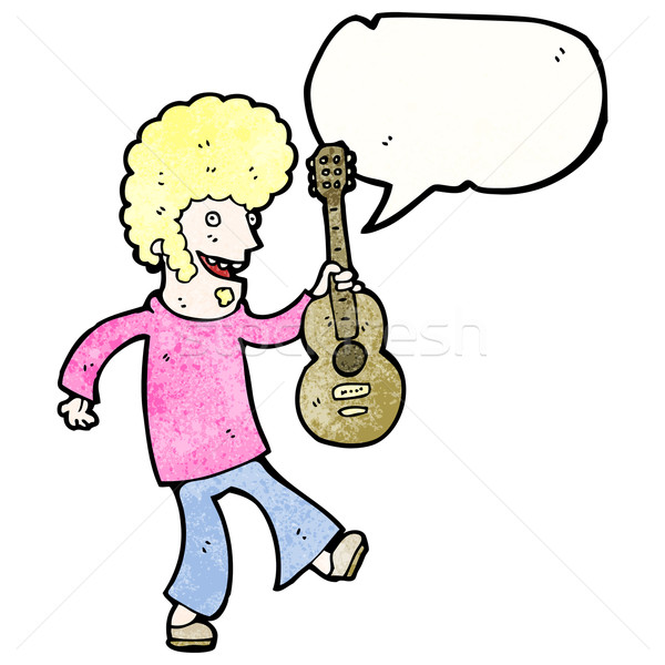 cartoon sixties guitar player Stock photo © lineartestpilot