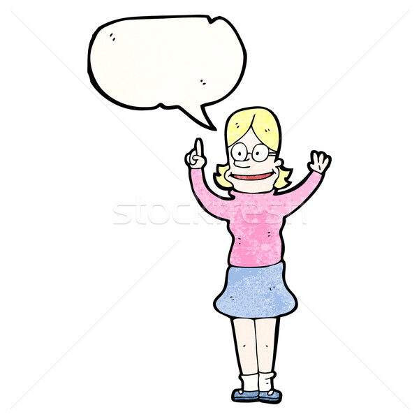 Karikatür zeki sarışın kadın Retro kadın Stok fotoğraf © lineartestpilot