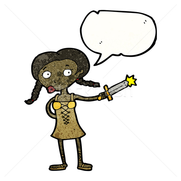 cartoon medieval girl with dagger Stock photo © lineartestpilot