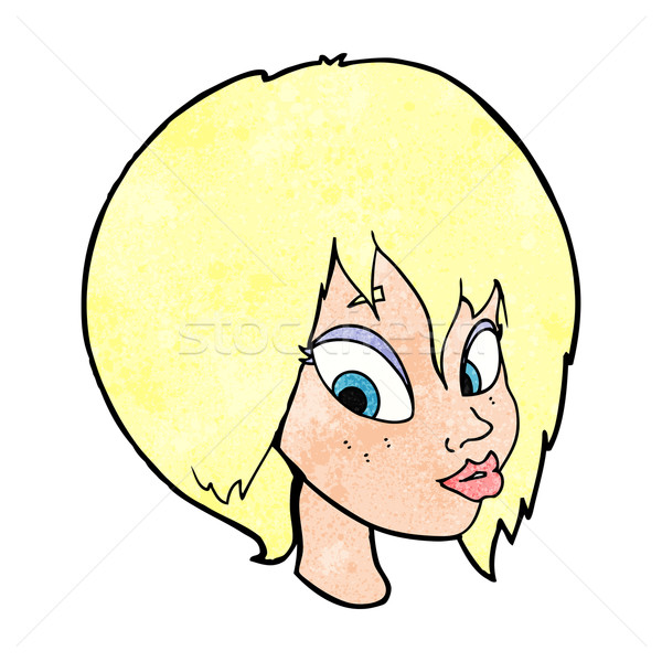 cartoon pretty female face pouting Stock photo © lineartestpilot