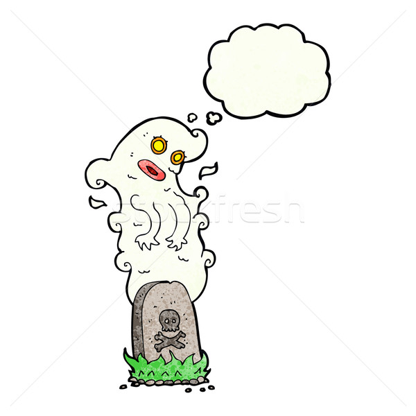 cartoon ghost rising from grave with thought bubble Stock photo © lineartestpilot