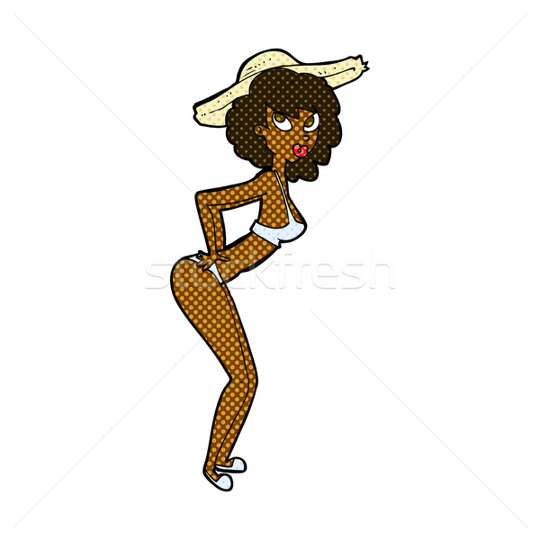 comic cartoon pin-up beach girl Stock photo © lineartestpilot