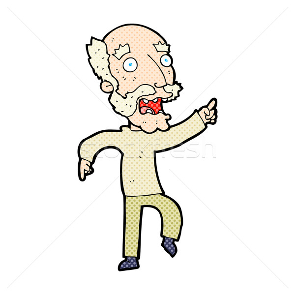 Komische cartoon bange oude man retro Stockfoto © lineartestpilot