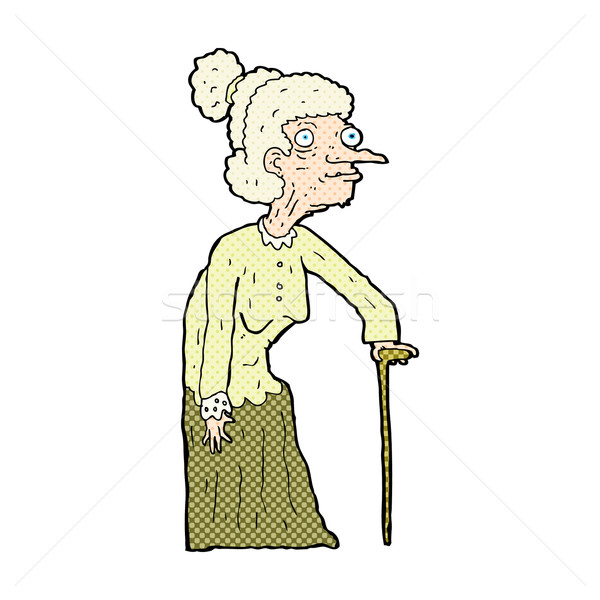 Dessinées cartoon vieille femme rétro style [[stock_photo]] © lineartestpilot